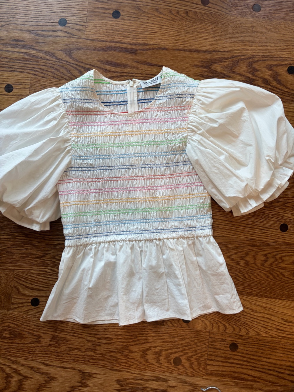 CROSBY by Mollie Burch White Dress with Rainbow Smocking